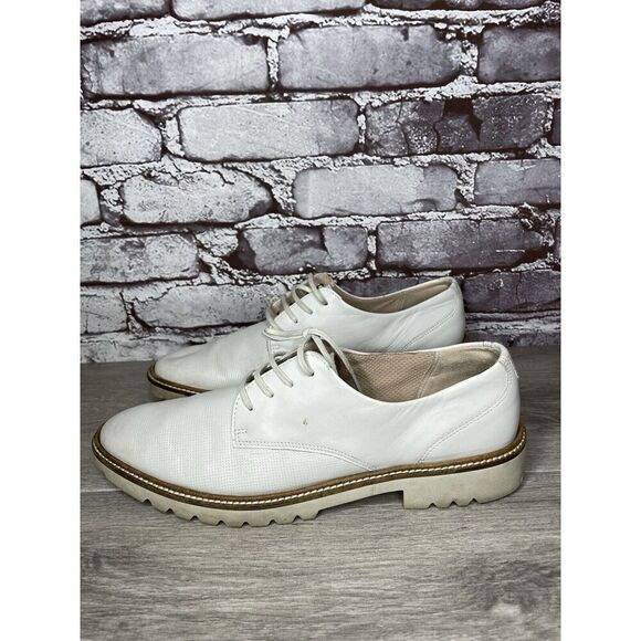 ECCO White Leather Perforated Lace Up Oxfords Shoes Women Sz 40EU/9.5M US - Picture 6 of 16